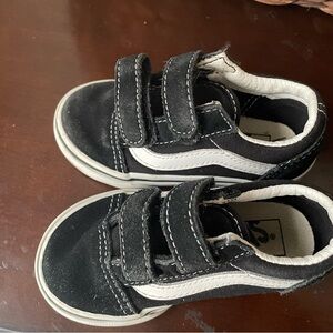 Vans Kids Black and White Velcro Sneakers